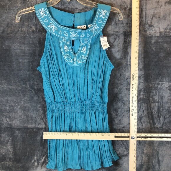 Cato Women’s Shirt Summer Blue Top Size Large Teal - Picture 3 of 6
